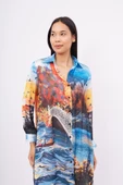 Peraluna SWEET MEMORIES LONG SHIRT DRESS Baskılı Kadın Gömlek Elbise - Çok Renkli - 2