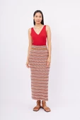 Peraluna FRIDA LONG SKIRT Çizgili Organik Pamuk Kadın Uzun Etek - Çok Renkli - 1