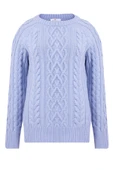 Peraluna DENIZ CABLE PULLOVER Saç Örgülü Bisiklet Yaka Unisex Triko Kazak - Açık Mavi thumbnail 8