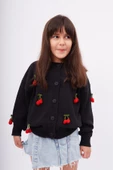 Peraluna CHERRY CARDIGAN - Organik Pamuk Kız Çocuk Hırka - Siyah - 3