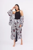 Peraluna STRIPE GARDEN TROUSER Baskılı Saten Kadın Pantolon - Çok Renkli - 1