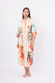 Peraluna SUMMER TIME LONG KIMONO Baskılı Saten Kadın Uzun Kimono - Çok Renkli - 1