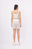 Peraluna IRIS SHORTS Ajurlu Kadın Şort - Ekru thumbnail 7