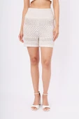 Peraluna IRIS SHORTS Ajurlu Kadın Şort - Ekru thumbnail 2