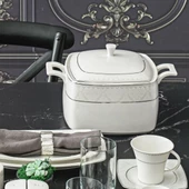 GÜRAL PORSELEN CAROLİNE 85 PARÇA 12 KİŞİLİK KARE YEMEK TAKIMI 5450 - 2