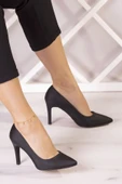 Erkan Saçmacı Gowa Plus Siyah Saten Sivri Burun İnce Topuklu Abiye Stiletto Ayakkabı thumbnail 2