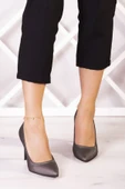 Erkan Saçmacı Gowa Plus Antrasit Saten Sivri Burun İnce Topuklu Abiye Stiletto Ayakkabı thumbnail 3
