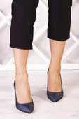 Erkan Saçmacı Gowa Plus Lacivert Saten Sivri Burun İnce Topuklu Abiye Stiletto Ayakkabı thumbnail 3