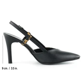 Erkan Saçmacı Sacha Siyah Leopar Desenli Arkası Açık Stiletto - 2