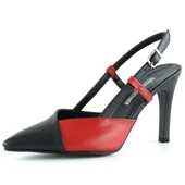 Erkan Saçmacı Sacha Siyah Kırmızı Arkası Açık Stiletto - 1