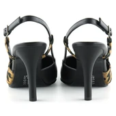 Erkan Saçmacı Sacha Siyah Leopar Desenli Arkası Açık Stiletto - 4