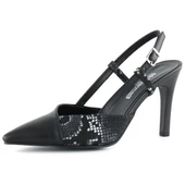 Erkan Saçmacı Sacha Siyah Yılan Arkası Açık Stiletto - 1