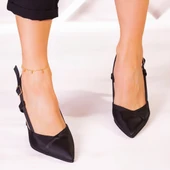 Erkan Saçmacı Sacha Siyah Saten Arkası Açık Abiye Stiletto - 3