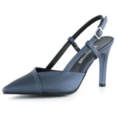Erkan Saçmacı Sacha Lacivert Saten Arkası Açık Abiye Stiletto - 1