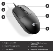 Lenovo Lecoo MS101 USB Kablolu 1200DPI 3 Tuşlu Optik Mouse Siyah - 3