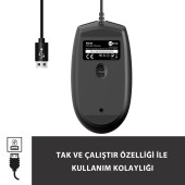 Lenovo Lecoo MS101 USB Kablolu 1200DPI 3 Tuşlu Optik Mouse Siyah - 5
