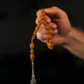 Efe Boy Sıkma Kehribar Gümüş Püsküllü Tesbih thumbnail 1