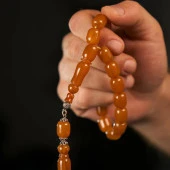 Efe Boy Sıkma Kehribar Gümüş Püsküllü Tesbih thumbnail 2