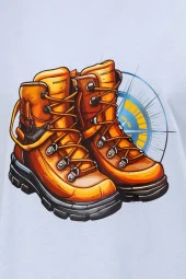 Erkek Standart Fit Bot Göğüs Baskılı Mavi Siyah 2'li Set T-Shirt - 4