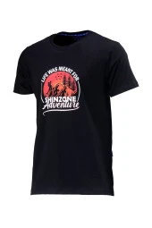 Erkek Standart Göğüs Baskılı Mavi Siyah 2'li Set T-Shirt thumbnail 6