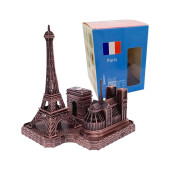 Vintage Metal Fransa Paris Şehri Bakır 14 Cm Biblo - 1