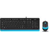 A4Tech F1010 USB Q Trk Optic Mouse Siyah/Mavi Standart Klavye - Mouse Set - 1