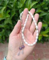 Tesbih 33 lük Sedef Ametist Püskül Arpa Kesim Tespih - 6