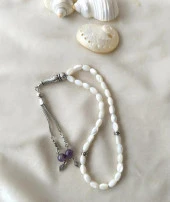 Tesbih 33 lük Sedef Ametist Püskül Arpa Kesim Tespih - 7