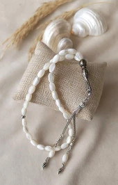 Tesbih 33 lük Sedef Doğal Taş Arpa Kesim Tespih - 1