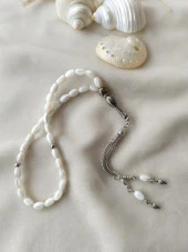 Tesbih 33 lük Sedef Doğal Taş Arpa Kesim Tespih - 6