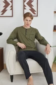 Kly 9229 Erkek Midi Yaka Uzun Kollu Pijama Takım - 1