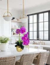 Nettenevime Yapay Çiçek Fuşya Islak Orkide Gold Metal Saksıda Seramik Saksıda Orkide 60cm thumbnail 4