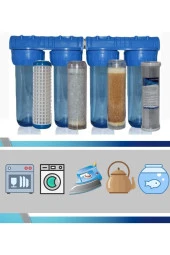 Daire Bina Sayaç Girişi 4 Aşama Arıtma Seti 10" Ağır Kireç Önleyici Yumuşatma Sistemi thumbnail 2