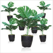 Yapay Uzun 40 cm Çimli Saksılı Monstera Deliciosa Deve Tabanı Kauçuk Çiçeği Bitkisi Ağacı Yaprağı - 2