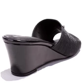 Dagoster DZA07-108524344 Siyah Dolgu Taban Topuklu Kadın Terlik - 4