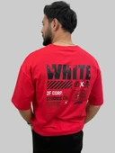 Erkek Lost Oversize Bisiklet Yaka Kırmızı Tişört - 4