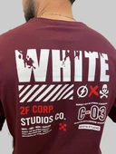 Erkek Lost Oversize Bisiklet Yaka Bordo Tişört - 2