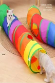 Düz Kedi Tüneli Katlanır Gökkuşağı Uzun Düz Kedi Köpek Oyun Tüneli Evcil Hayvan Oyun Tüneli - 1