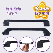 8 Adet Peri Kulp 128 mm Siyah Mutfak Kulpu Çekmece Dolap Kapak Kulbu Metal  Mobilya Dolabı Kulpları - 1