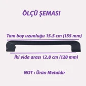 8 Adet Peri Kulp 128 mm Siyah Mutfak Kulpu Çekmece Dolap Kapak Kulbu Metal  Mobilya Dolabı Kulpları - 3