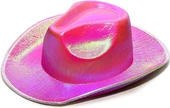 Neon Hologramlı Kovboy Model Parti Şapkası Pembe Yetişkin 39X36X14 cm thumbnail 1