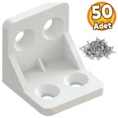 Mobilya Eşya Dolap Köşebent Bağlantı Sabitleme Sabitleyici L Gönye 28x28x28 Mm Plastik (50 ADET) - 1