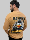 Erkek Respect Oversize Bisiklet Yaka Kahverengi Tişört - 3
