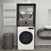 Eportatif Çamaşır Makinesi Üstü Düzenleyici Raf Banyo Dolabı Rafı Makina Üstü Dolap Raf Füme - 1