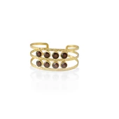 Kadir Jewellery 22 Ayar Altın Kaplama El İşçiliği Zirkon Taşlı Kadın Kaburga Bilezik - 5