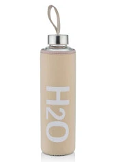 The Mia H2O Pastel Kılıflı Cam Matara Krem 600 ml 87615 - 1