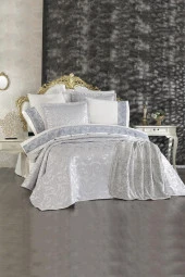 Çeyiz Diyarı Şal 10 Parça Battaniyeli Çeyiz Seti Gri thumbnail 1