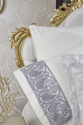 Çeyiz Diyarı Şal 10 Parça Battaniyeli Çeyiz Seti Gri thumbnail 4