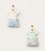 Babyhola %100 Pamuk Bisiklet Nakışlı Erkek Kız Bebek Şort Yazlık Bayramlık Tulum 13654 - 6