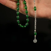 925 Ayar Gümüş Püsküllü Ateş Kehribar Tesbih thumbnail 2